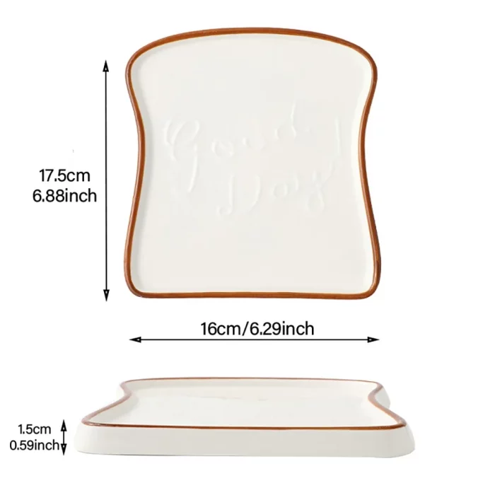 Assiette plate en céramique forme toast 'Good Day'