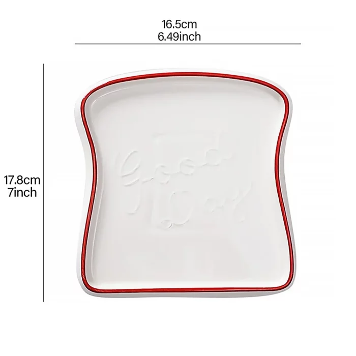 Assiette plate en céramique forme toast 'Good Day'