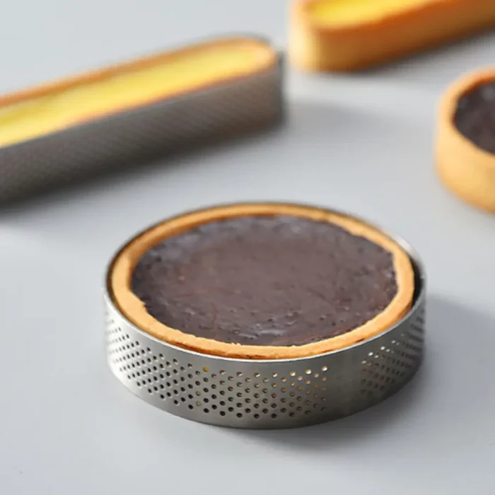 Cercle à tarte perforé en acier inoxydable format mini 4.5cm