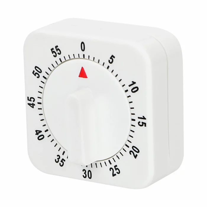 Minuteur cuisine blanc carré classique