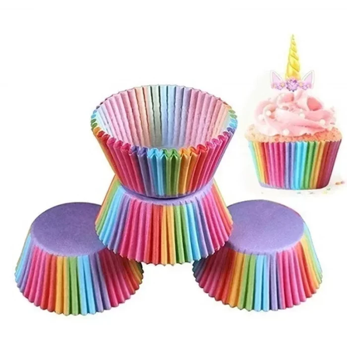 Moule à muffin en papier arc-en-ciel - Lot 100pcs