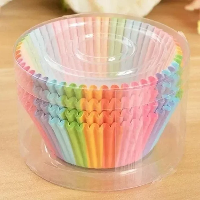 Moule à muffin en papier arc-en-ciel - Lot 100pcs