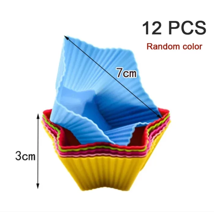Moule à muffin en silicone forme étoile - Lot de 6 ou 12 pièces