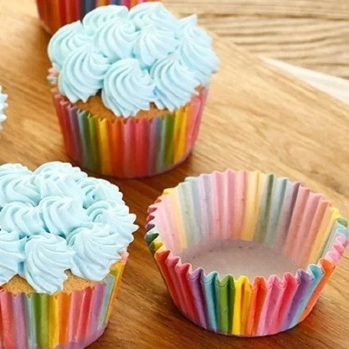 Moule à muffin en papier arc-en-ciel - Lot 100pcs