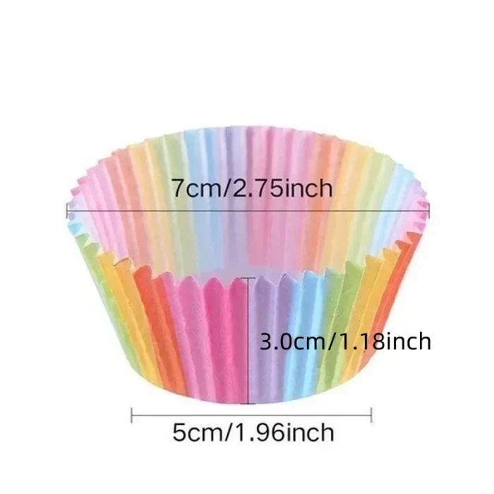 Moule à muffin en papier arc-en-ciel - Lot 100pcs