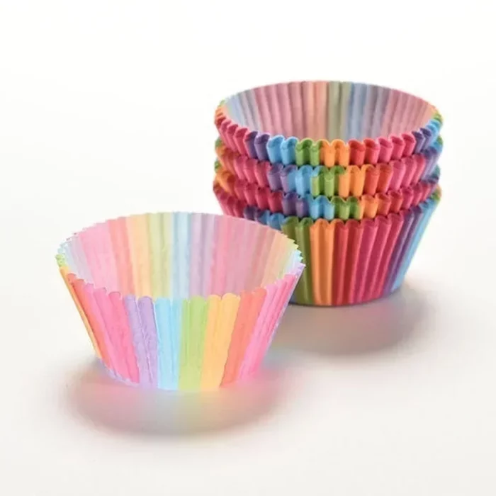 Moule à muffin en papier arc-en-ciel - Lot 100pcs