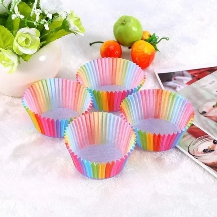 Moule à muffin en papier arc-en-ciel - Lot 100pcs