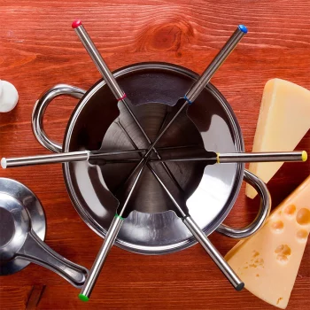 Fourchette à fondue bourguignonne en acier inoxydable 6 pièces.webp
