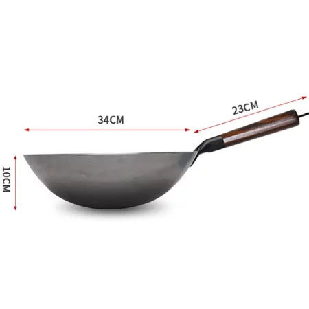 Poêle wok, en fer forgé, 34 cm dimensions