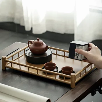 Plateau à thé style japonais en bambou.webp