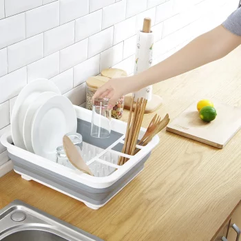 Égouttoir vaisselle pliable pour couverts et assiettes.webp