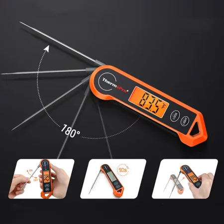 Thermomètre de cuisson, écran numérique, étanche, orange haute précision
